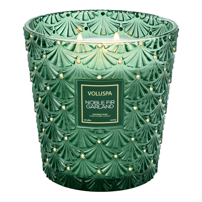 NOBLE FIR GARLAND 3 WICK HEARTH CANDLE 38oz
