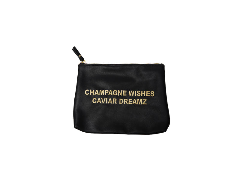 Black Champagne Wishes Caviar Dreamz Large Vegan Makeup Bag