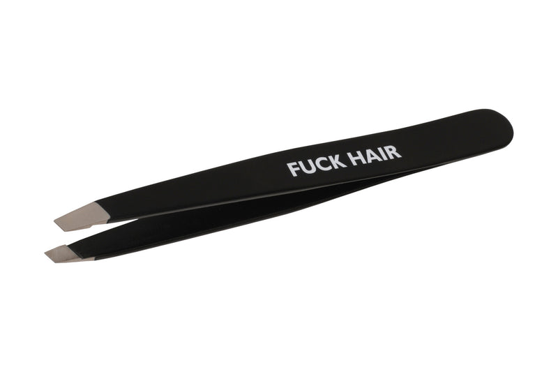 Matte Black Fuck Hair Stainless Steel Italian Tweezers