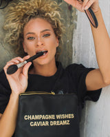 Black Champagne Wishes Caviar Dreamz Large Vegan Makeup Bag