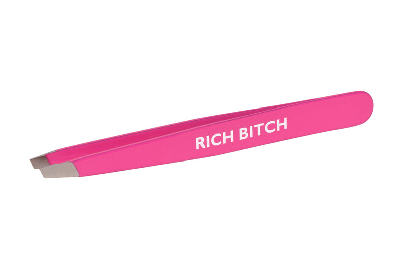 Hot Pink "Rich Bitch" Stainless Steel Italian Tweezers