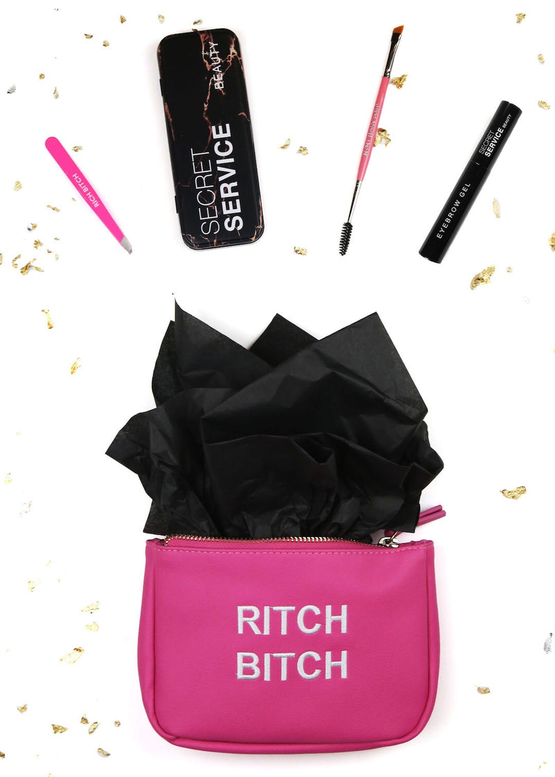 Hot Pink Vegan Small Rich Bitch Deluxe Brow Set