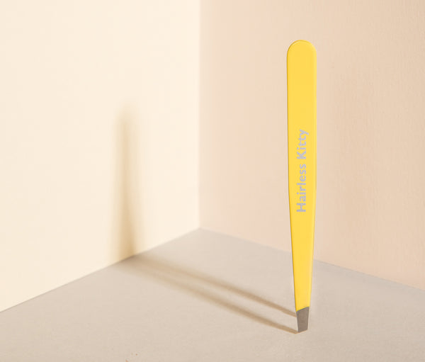 Lemon Yellow "Hairless Kitty" Stainless Steel Italian Tweezers